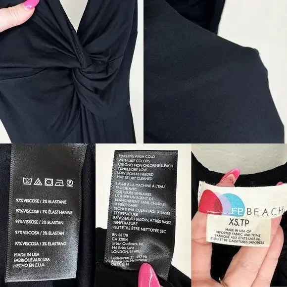 Free People Beach Harlow One Piece Deep V-Neck Knot Front Wide Leg Jumpsuit XS - Picture 12 of 14